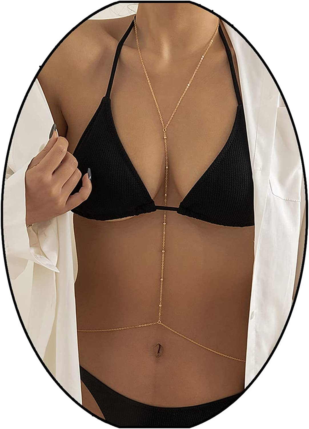 Silver/Gold Layered Waist Chains 26.7''/31.4''Adjustable Belly Chain Jewelry for Women Minimalist Beach Bikini Body Chain Apparel & Accessories > Jewelry > Body Jewelry Otxas gold-body chain  