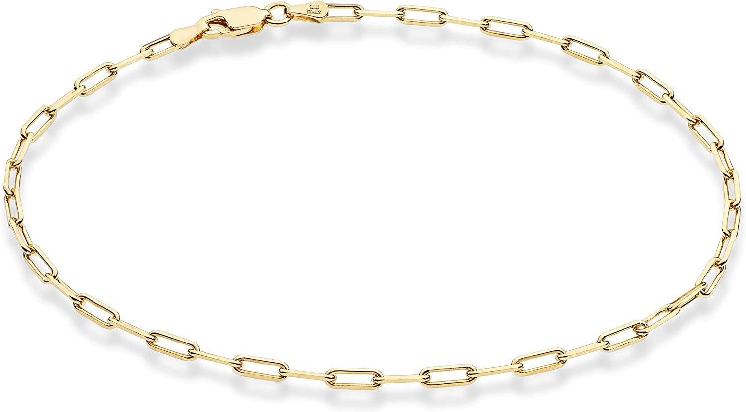 Miabella Solid 925 Sterling Silver or 18Kt Yellow Gold over Silver Italian 2.5Mm Paperclip Link Chain Anklet Ankle Bracelet for Women, Made in Italy Apparel & Accessories > Jewelry > Anklets Miabella yellow-gold-plated-silver Length 11 Inches (Large) 