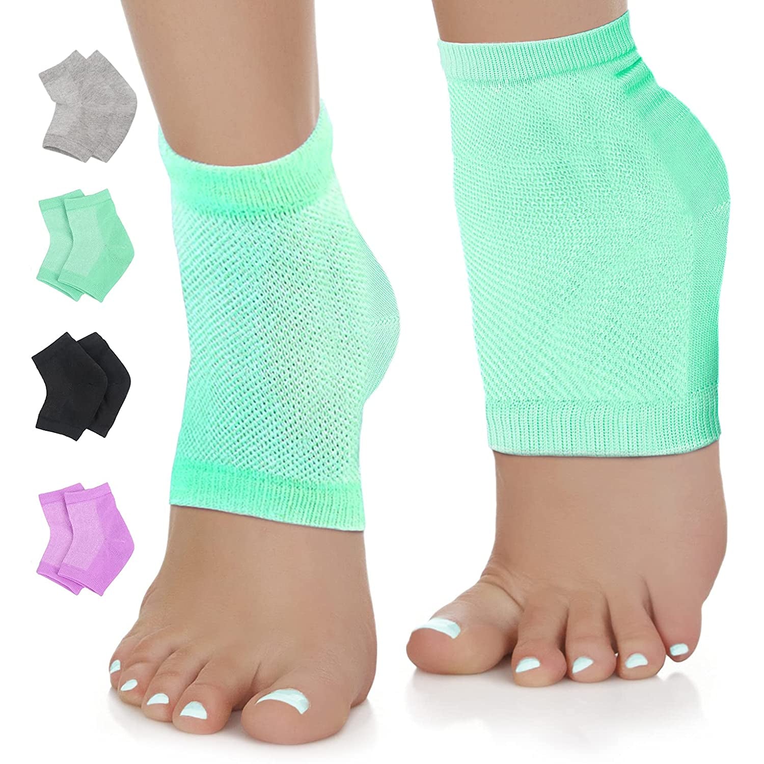 Nado Care Moisturizing Socks Lotion Gel for Dry Cracked Heels - Spa Gel Socks Humectant Moisturizer Heel Balm Foot Care Heel Softener Compression Cotton - 4 Pair Health & Beauty > Personal Care > Foot Care Nado care   