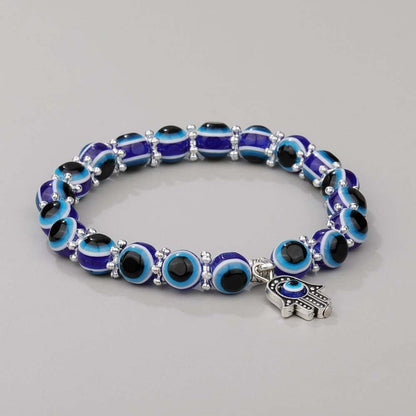 Evil Eye Hamsa Blue Beaded Charm Stretch Bracelet Hand of Fatima Turkish Lucky Evil Eye Bracelet for Protection and Blessing(10 Mm-Plastic) Apparel & Accessories > Jewelry > Bracelets generic   