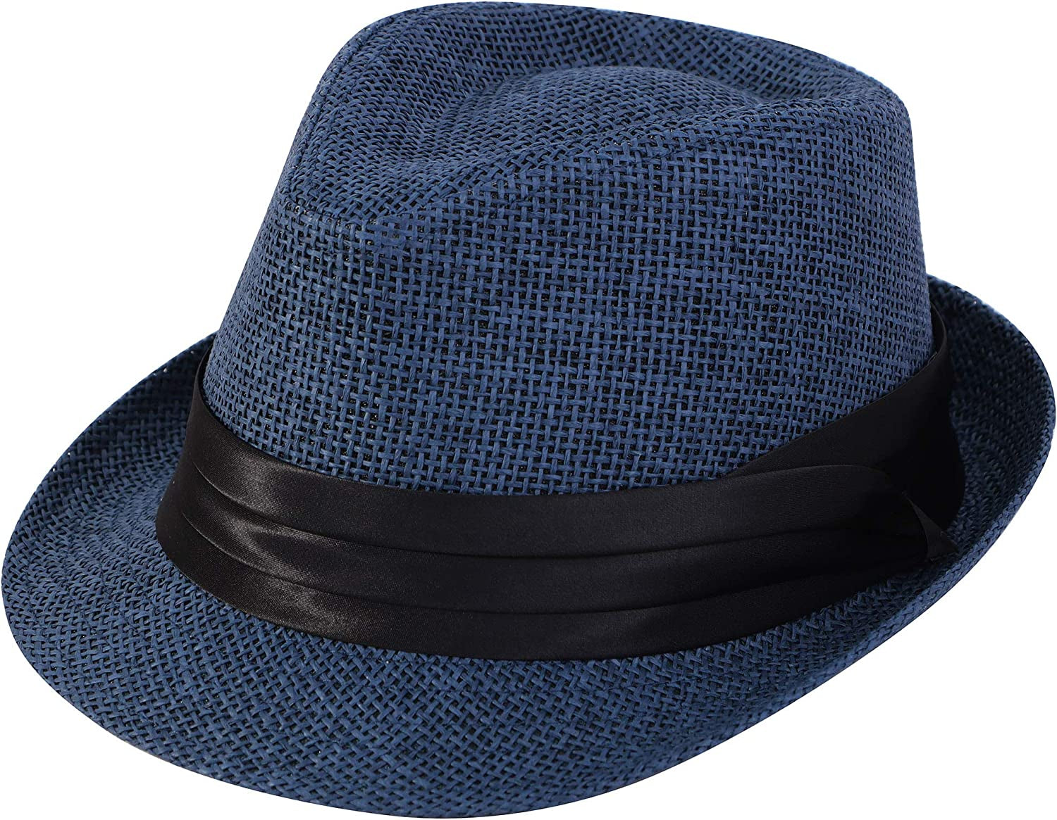 Simplicity Fedora for Men Women Unisex Men'S Women'S Classic Manhattan Structured Gangster Trilby Fedora Hat Apparel & Accessories > Clothing Accessories > Hats Simplicity Navy Large-X-Large 