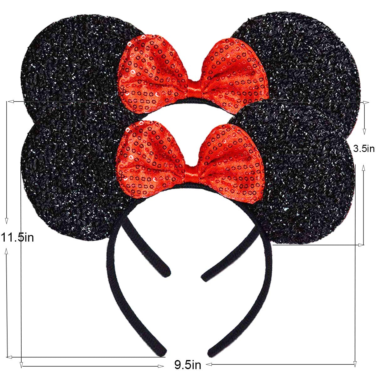 FANYITY Mickey Ears, 2 Pcs Minnie Ears Headbands Hair Band for Christmas Party Apparel & Accessories > Clothing Accessories > Headwear FANYITY   