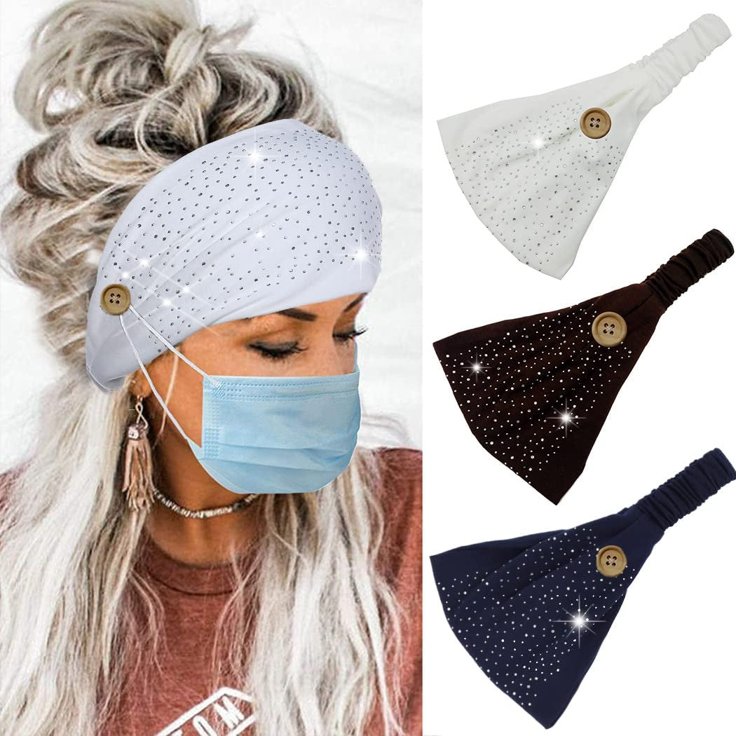CAKURE Crystal Wide Headbands Rhinestone Bling Head Bands Sparkle Head Scarf Turban Headband Elastic African Head Wraps Sport Hair Bands for Women and Girls Pack of 3 (Set 2) Apparel & Accessories > Clothing Accessories > Bandanas & Headties CAKURE set 7  