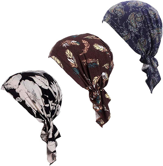 Chemo Head Scarf Head Wrap Headwear Beanie Skull Cover Cap Hair Loss Hat for Women Apparel & Accessories > Clothing Accessories > Headwear LUFUTE Black&coffee&navy  