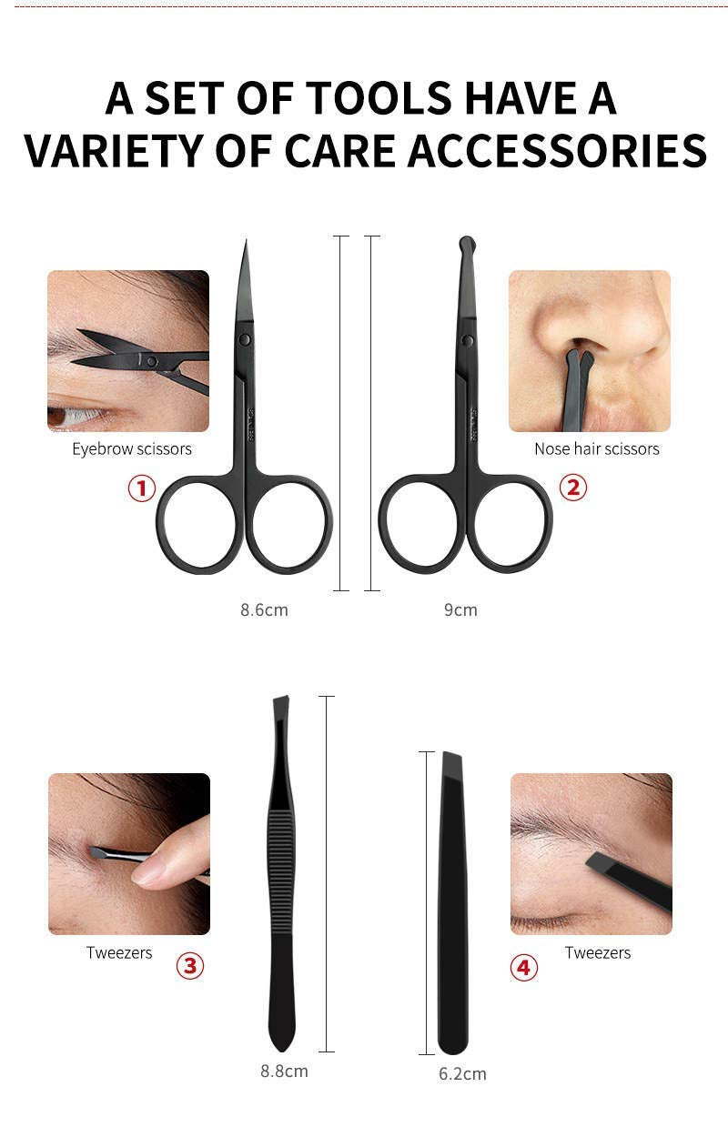 SAIXIFU (23-Pieces) Manicure Set: Professional Manicure Kit with 23 Items, Including Hand Care, Facial Care and Foot Care, Black Stainless Steel Complete Manicure and Pedicure Set Health & Beauty > Personal Care > Foot Care SAIXIFU   