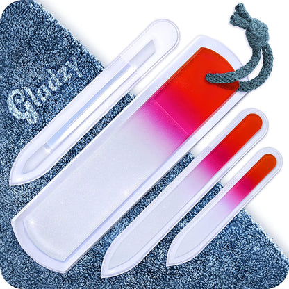 Genuine Czech Glass Nail File Set - Two-Sided Different Grit Surface, Callus Remover Foot Rasp, Precision Filing Cuticle Pusher, Manicure & Pedicure, Professional Nail Care, EU Quality (Green Aqua) Health & Beauty > Personal Care > Foot Care Gladzy All-in-one Set - Orange Magenta  