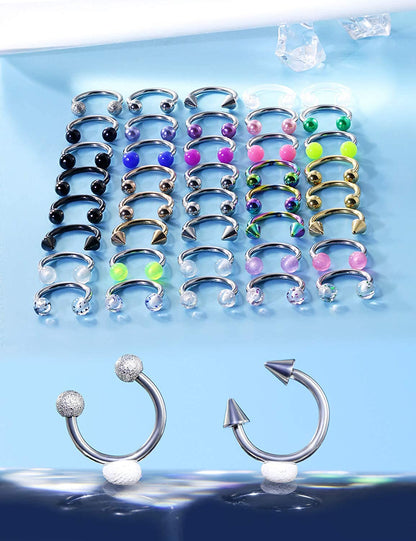 Ftovosyo 36-40Pcs 16G Surgical Steel Nose Septum Rings Piercing Jewelry Horseshoe Cartilage Helix Tragus Earring Hoop Eyebrow Lip Hoop Retainer for Women Men 8Mm 10Mm Apparel & Accessories > Jewelry > Rings Ftovosyo   