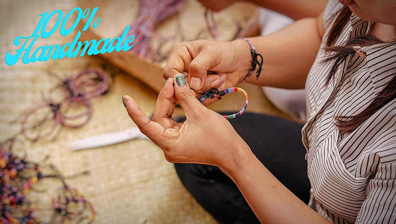 Surfer Beach Bracelet Set Men & Women - Braided Boho Summer Bracelets - Handmade Festival Jewelry - 100% Waterproof & Adjustable - Friendship Gift - Ethnic Hippie Style (Black & Ruby Red) Apparel & Accessories > Jewelry > Bracelets Made by Nami   