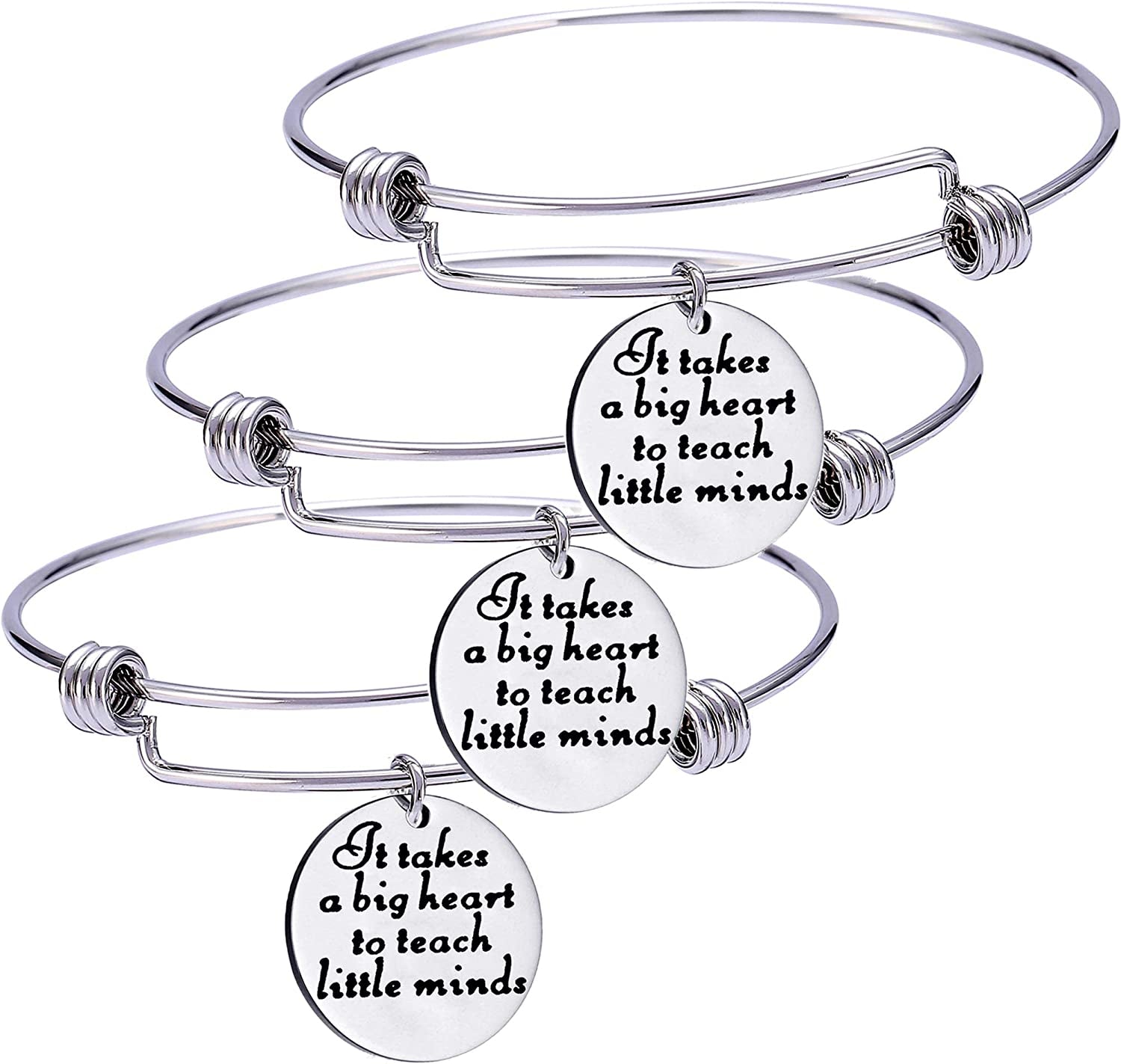 Pack of 3 Teacher Bangles Gifts for Teacher Open School Gifts for Teachers Thank You Bangle Bracelets Apparel & Accessories > Jewelry > Bracelets Nzztont Style 07  