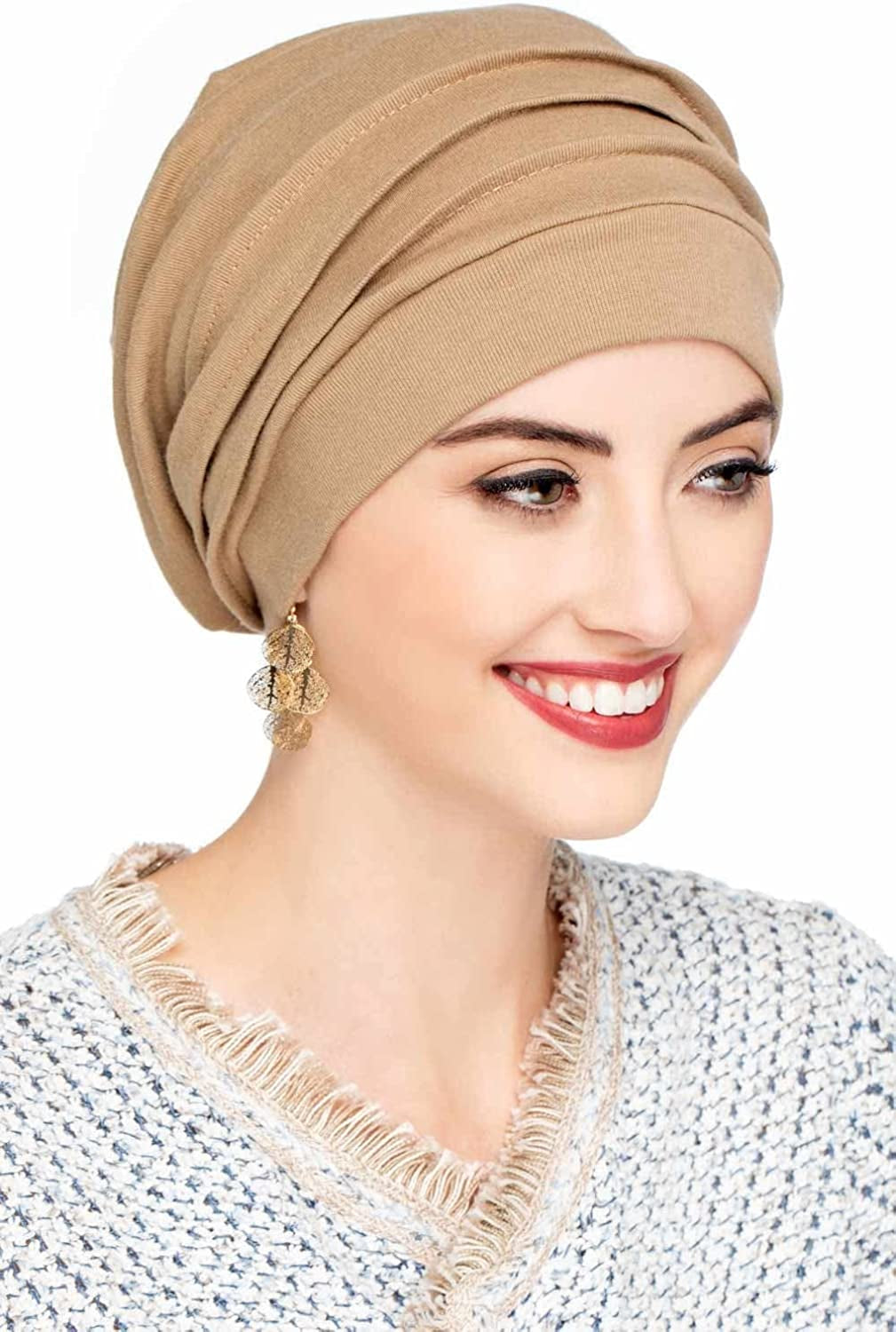 Headcovers Unlimited Slouchy Snood Hat - 100% Cotton Slouchy Beanie Hats for Women Apparel & Accessories > Clothing Accessories > Headwear Headcovers Unlimited Khaki One Size 