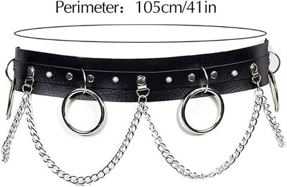 Mjartoria Punk Waist Chain Belt Faux Leather Body Chains Body Jewelry Accessories Gothic Waist Jewelry for Women and Girls (Black) Apparel & Accessories > Jewelry > Body Jewelry MJartoria   
