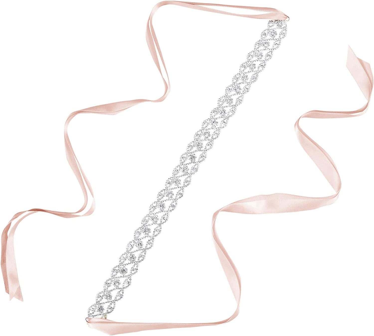 AWAYTR Bridal Rhinestone Wedding Belt - Silver Rhinestone Belts for Women Formal Evening Dress Apparel & Accessories > Clothing Accessories > Belts AWAYTR Style 2-blush  