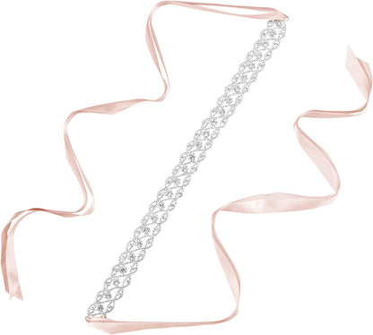 AWAYTR Bridal Rhinestone Wedding Belt - Silver Rhinestone Belts for Women Formal Evening Dress Apparel & Accessories > Clothing Accessories > Belts AWAYTR Style 2-blush  