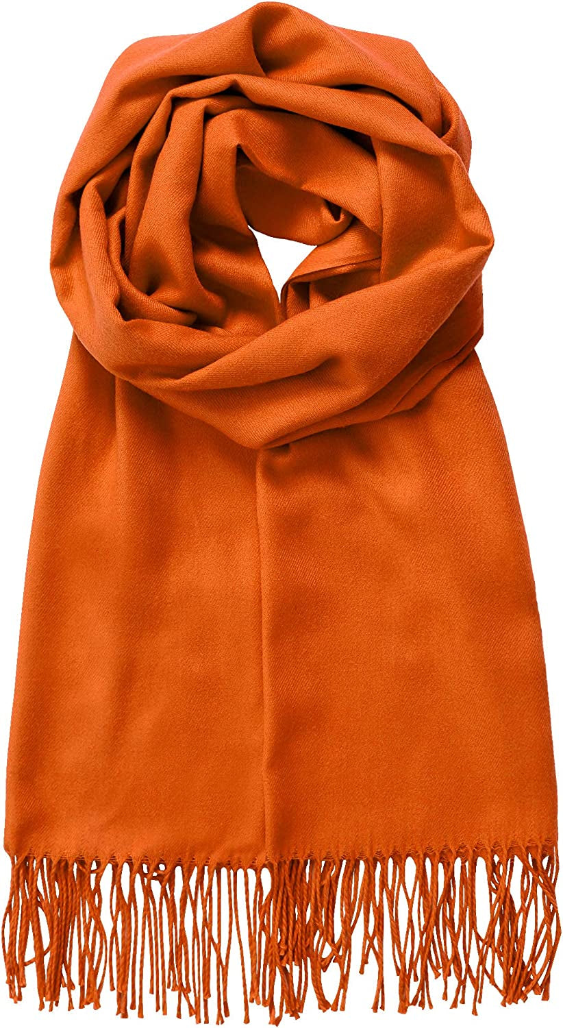 Made by Johnny Unisex Large Lightweight Soft Silky Real Cashmere Shawl Wrap Scarf Apparel & Accessories > Clothing Accessories > Scarves & Shawls Made By Johnny Wsk2091_orange One_Size 