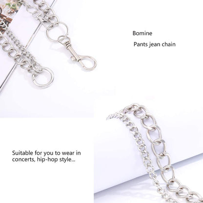 Bomine Hip Hop Pants Jean Chain Goth Punk Silver Trousers Chains Biker Heavy Thick Wallet Pocket Chains Silver Keychains Body Jewelry for Men and Women (Silver) Apparel & Accessories > Jewelry > Body Jewelry Bomine   