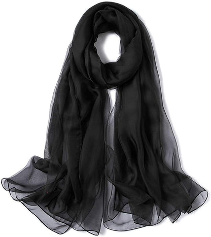 K-Elewon Solid Color Silk Scarf Fashion Scarves Wrap Long Lightweight Shawls for Women Apparel & Accessories > Clothing Accessories > Scarves & Shawls K-Elewon Black  