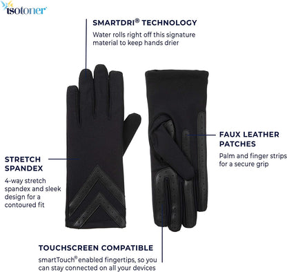 Isotoner Womens Spandex Touchscreen Cold Weather Gloves with Warm Fleece Lining and Chevron Details Apparel & Accessories > Clothing Accessories > Gloves & Mittens isotoner   