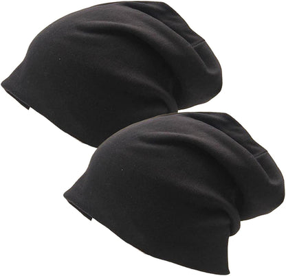 Century Star Unisex Baggy Lightweight Hip-Hop Soft Cotton Slouchy Stretch Beanie Hat Apparel & Accessories > Clothing Accessories > Headwear Century Star 2 Pack Black One Size 
