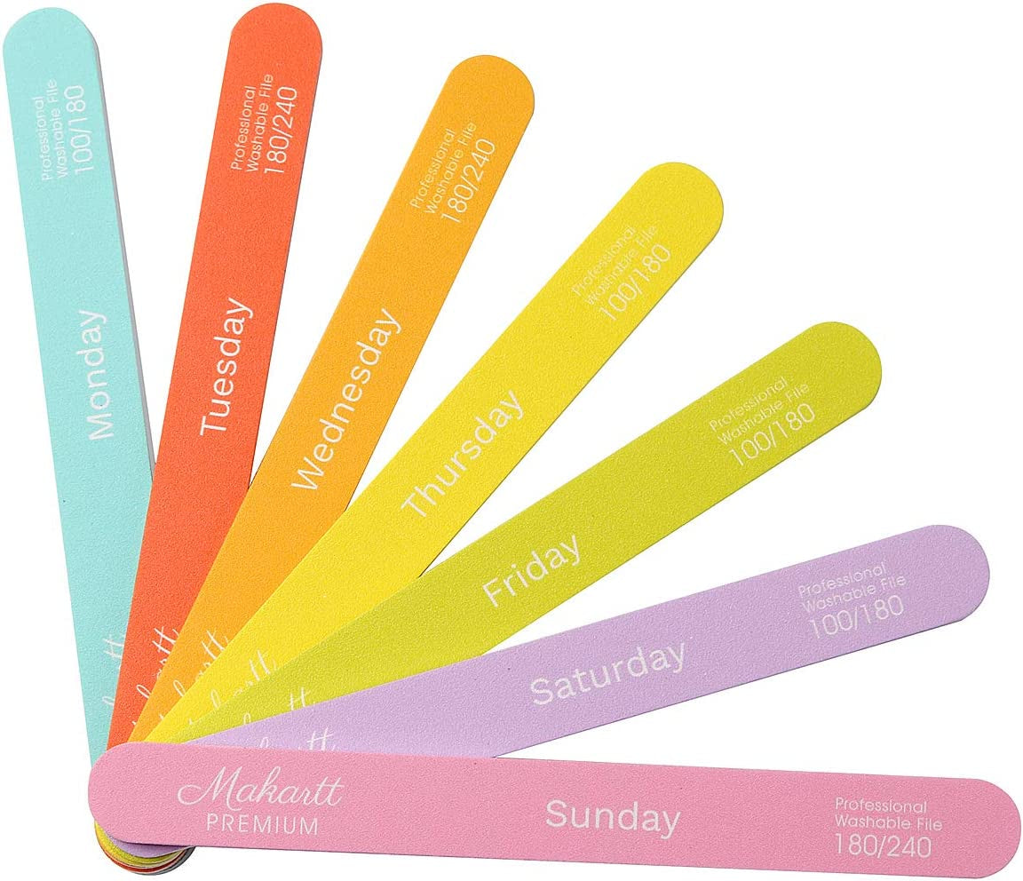 Makartt Nail File 100 180 Grit Emery Boards for Nails 10Pcs Nail Files Professional Washable Doubled Sides Nail File Kit for Manicure Pedicure Natural Acrylic Nails Coarse Nail File for DIY Salon Use Health & Beauty > Personal Care > Cosmetics > Cosmetic Tools > Nail Tools Makartt 7 Piece Set  