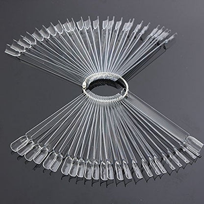 Beauticom® 50 Clear Acrylic False Tip Sticks with Metal Ring Holders Fan-Shaped Nail Art Display Chart Practice Tips Tool - 50 Tips Health & Beauty > Personal Care > Cosmetics > Cosmetic Tools > Nail Tools Beauticom   