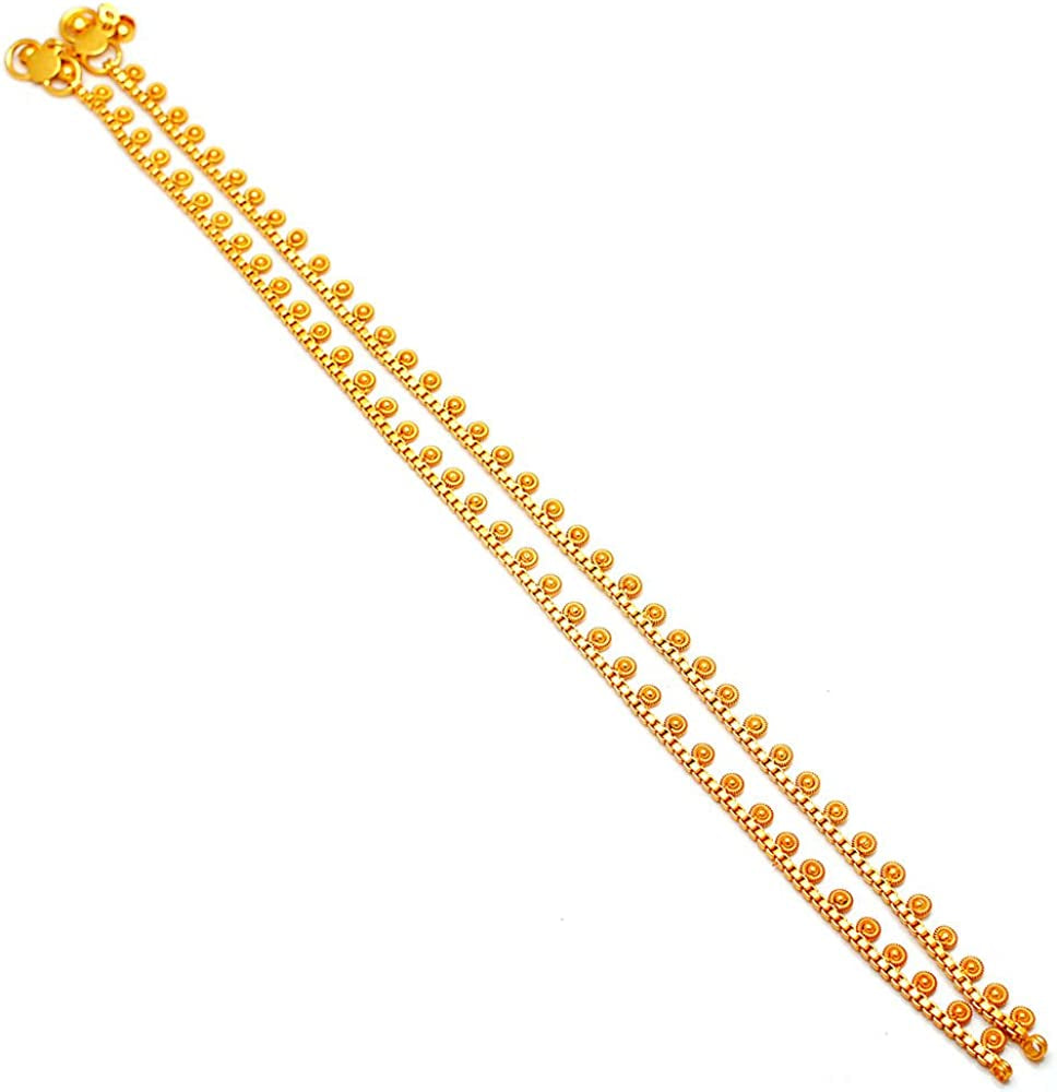 Jewarhaat Indian Gold Plated Anklet Gold Plated Pulse/Lentils Design Fashionable Payal Fashion Jewelry for Women & Girls Apparel & Accessories > Jewelry > Anklets Generic   