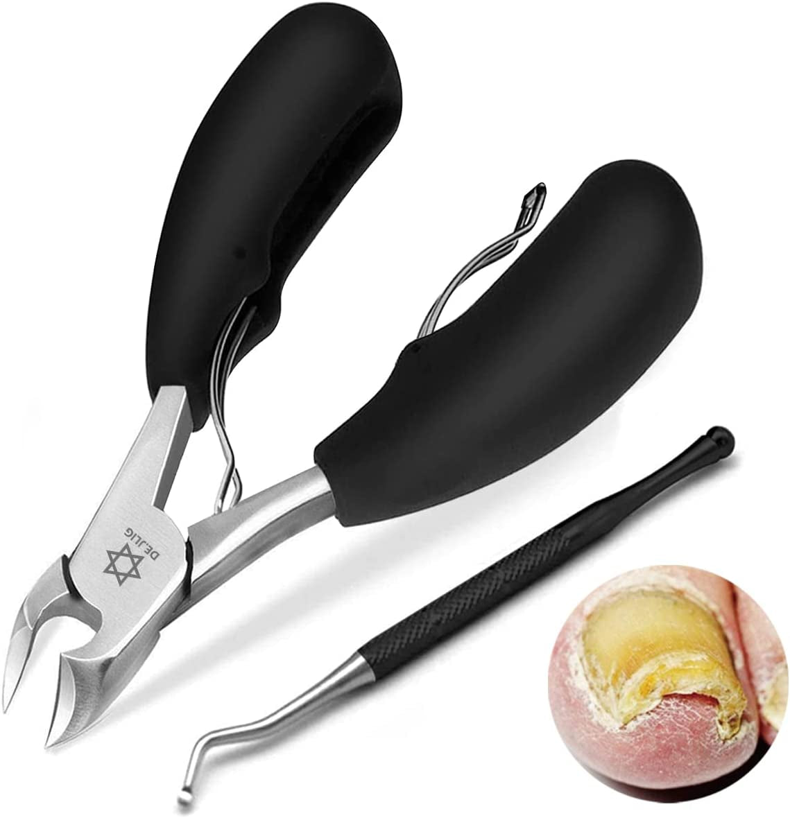 Podiatrist Toenail Clippers，Professional Ingrown or Thick Toe Nail Clippers for Men & Seniors ，Toe Clippers Podiatrist Tool Pedicure Clippers Toenail Cutters Nipper Precision Diabetic Toenail Clipper Health & Beauty > Personal Care > Cosmetics > Cosmetic Tools > Nail Tools DEJLIG   