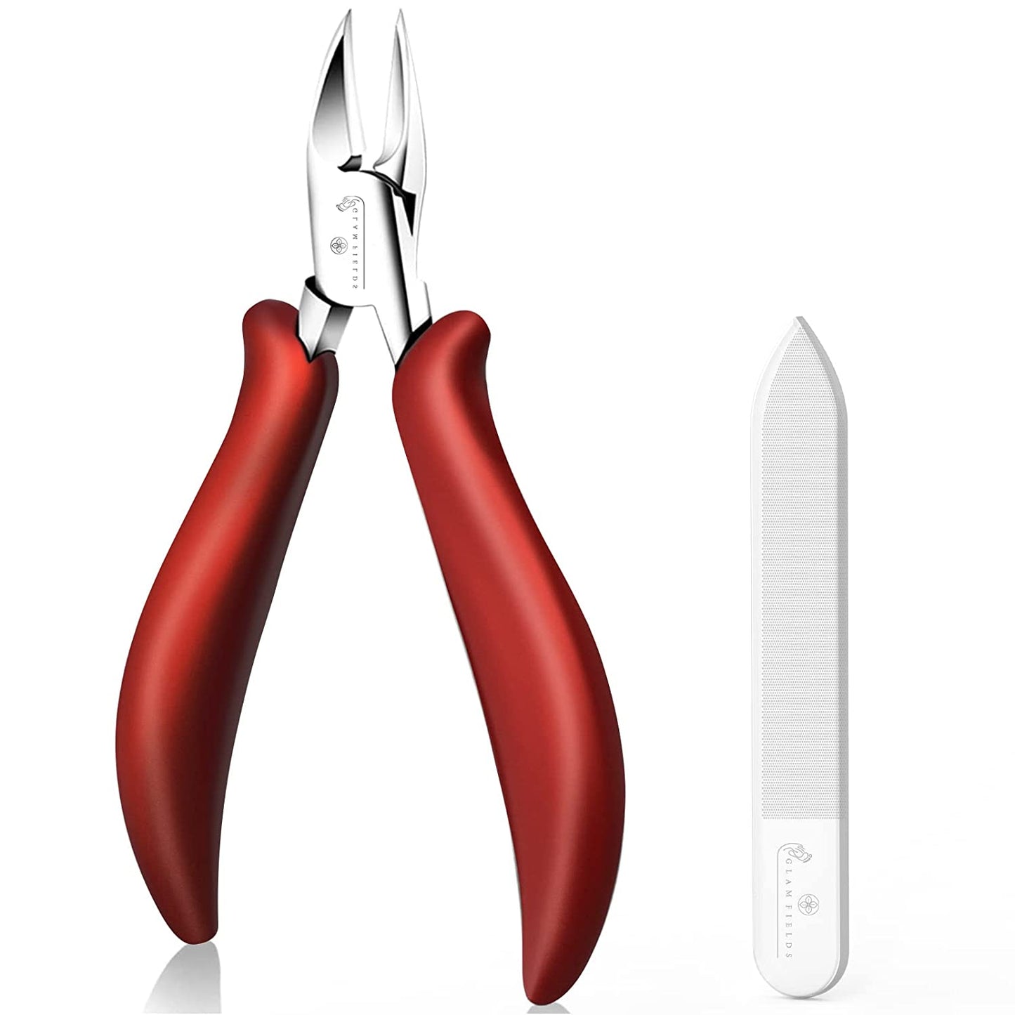 GLAMFIELDS Large Nail Clipper Set (8Pcs), Toe Nail Clippers for Thick Nails for Seniors, Ingrown Toenail, Paronychia, Big Toenail Clippers with Easy Grip Rubber Handle for Podiatrist/Adult /Men/ Women Health & Beauty > Personal Care > Cosmetics > Cosmetic Tools > Nail Tools GLAMFIELDS Red-NC  