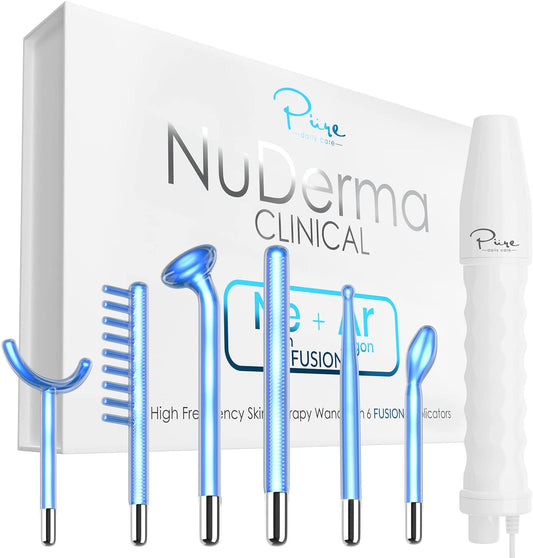 Nuderma Clinical Skin Therapy Wand - Portable High Frequency Skin Therapy Machine W 6 Fusion Neon + Argon Wands – anti Aging - Blemish & Spot Control - Skin Tightening & Radiance - Wrinkle Reducing Health & Beauty > Personal Care > Cosmetics > Cosmetic Tools > Skin Care Tools Pure Daily Care   
