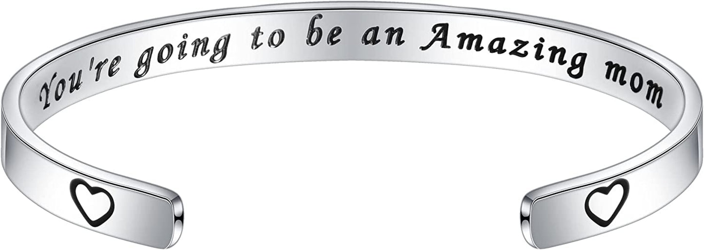 M MOOHAM Bracelets for Women- Engraved Quote Inspirational Bracelet Birthday Christmas Funny Gifts for Best Friend, Daughter, Son, Sister, Niece, Mom, Coworkers, Stainless Steel Jewelry Apparel & Accessories > Jewelry > Bracelets M MOOHAM You're going to be an Amazing mom  