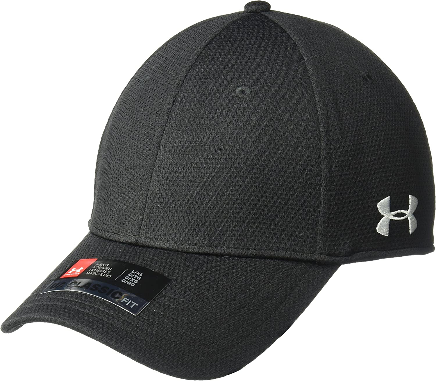 Under Armour Men'S Curved Brim Stretch Fit Hat Apparel & Accessories > Clothing Accessories > Hats Under Armour Black (001)/White X-Large-XX-Large 