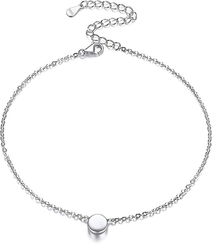 Chicsilver Personalized 925 Sterling Silver Tiny Heart/Moon/Star/Sun/Dot/Triangle Anklets Simple Dainty Foot Jewelry for Women, Silver/Gold/Rose Gold(With Gift Box) Apparel & Accessories > Jewelry > Anklets ChicSilver Jewelry 07. Dot silver 
