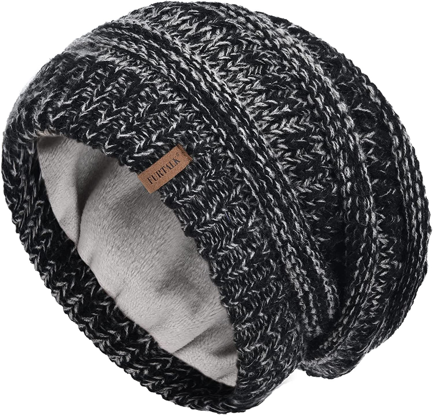 FURTALK Knit Beanie Hats for Women Men Fleece Lined Ski Skull Cap Slouchy Winter Hat Apparel & Accessories > Clothing Accessories > Hats KYLIE MAX Mix Black  