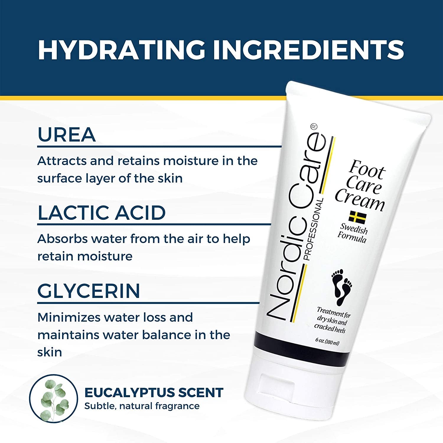 Nordic Care Foot Care Cream, 6 Oz. | Foot Lotion for Cracked & Dry Skin | for Dry Feet, Cracked Heels & Callus Removal | Hypoallergenic & Lanolin-Free | Essential Oils, Eucalyptus, Urea & Glycerin Health & Beauty > Personal Care > Foot Care Nordic Care   