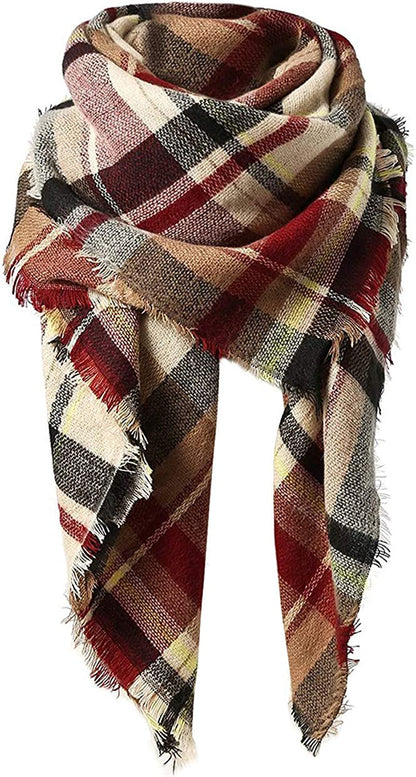 Century Star Women'S Stylish Warm Tassels Soft Plaid Tartan Scarf Winter Large Blanket Wrap Shawl Apparel & Accessories > Clothing Accessories > Scarves & Shawls Century Star A Pink One Size 