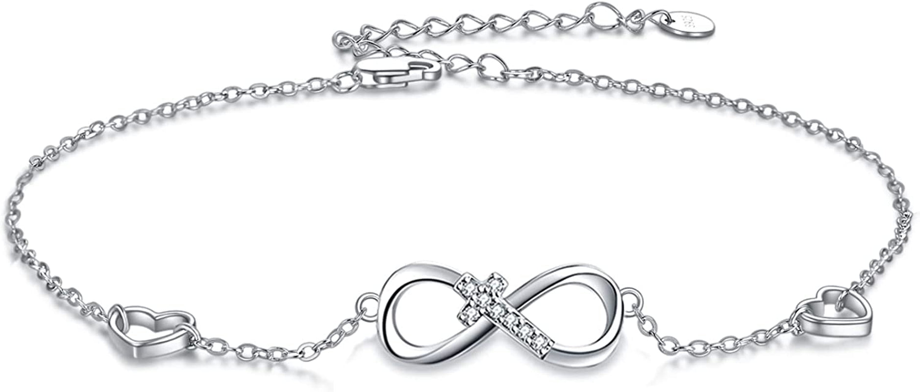 POPLYKE 925 Sterling Silver Infinity/Cross/Mermaid/Starfish/Pearl Anklet for Women Summer Jewelry Apparel & Accessories > Jewelry > Anklets POPLYKE A - Inifity Anklet  