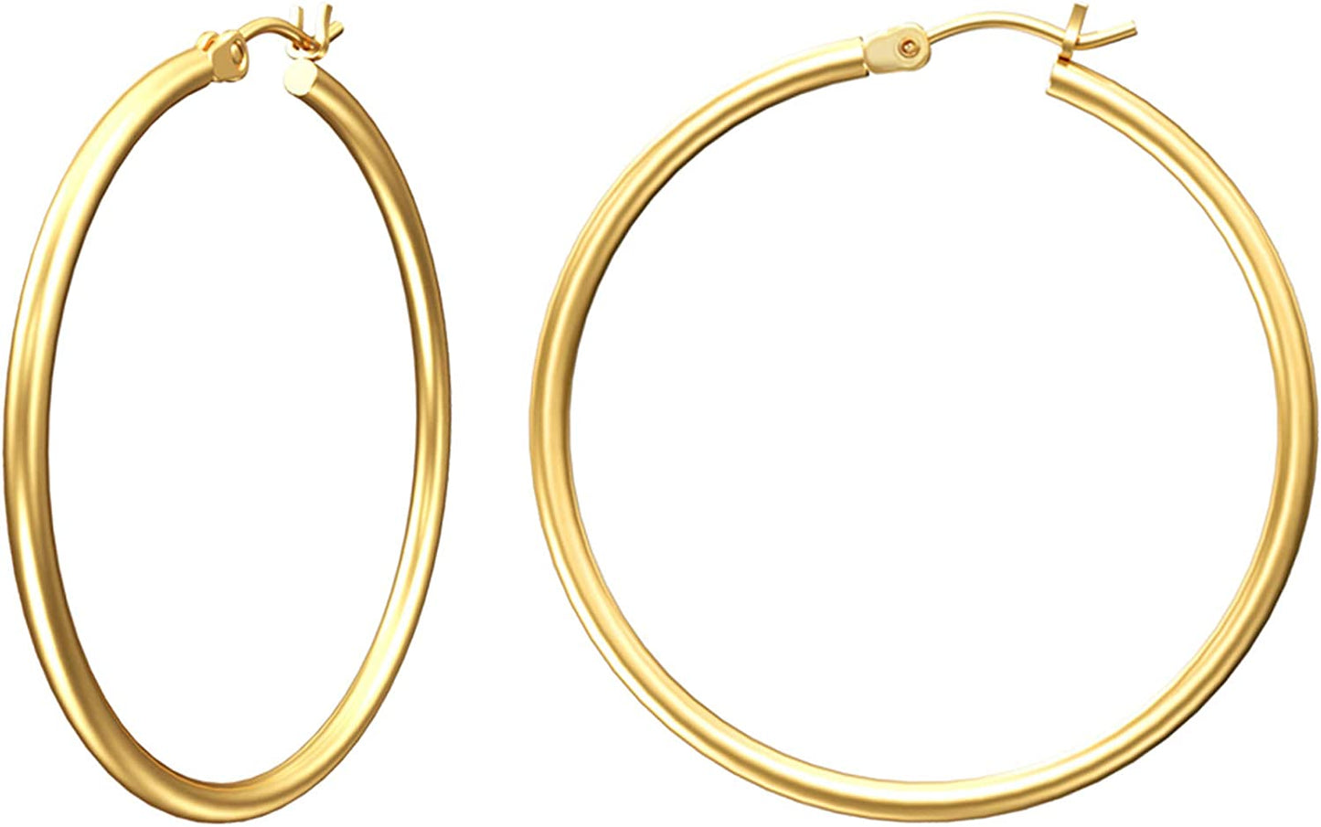 Gacimy Gold Hoop Earrings for Women 14K Real Gold Plated Hoops with 925 Sterling Silver Post Apparel & Accessories > Jewelry > Earrings Gacimy Gold 40mm  
