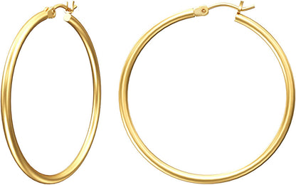 Gacimy Gold Hoop Earrings for Women 14K Real Gold Plated Hoops with 925 Sterling Silver Post Apparel & Accessories > Jewelry > Earrings Gacimy Gold 40mm  