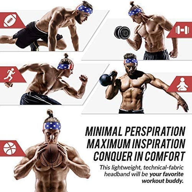 USA Patriots American Flag Sports Bandana for Men & Women: Sweat-Wicking Headband for Exercise, Running, Tennis, Football, Volleyball, Athletics Apparel & Accessories > Clothing Accessories > Bandanas & Headties Monkey Movement   