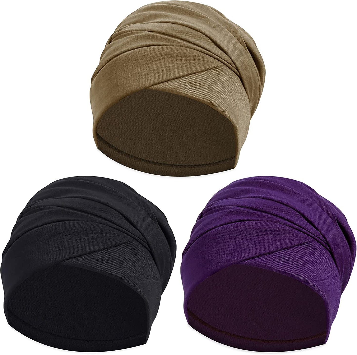 Ever Fairy Turban Head Wrap Scarf,African Women' Soft Long Scarf Shawl Hair Bohemian Headwrap Stretch Headband Tie Apparel & Accessories > Clothing Accessories > Scarves & Shawls Ever Fairy Set C-purple+khaki+black  