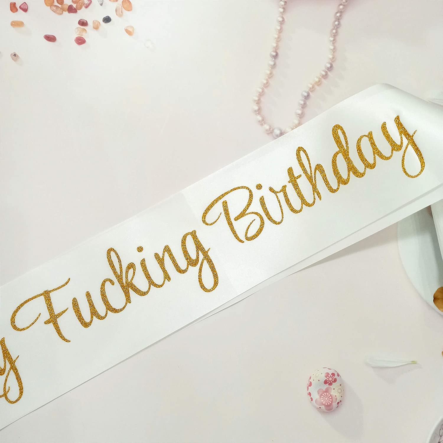Birthday Sash,It'S My Fucking Birthday White and Gold Glitter Sash for Women Men,16Th 18Th 21St 22Nd 30Th 40Th 50Th 60Th 70Th 80Th 90Th Party Supplies Favors Decorations Gag Gift for Her or Him Apparel & Accessories > Clothing Accessories > Sashes Magunsson's Garden   
