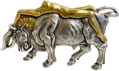 Western Lady Bull Texas Longhorn Steer Head Belt Buckle Fits 1-1/2"(38Mm) Multi-Style Options Apparel & Accessories > Clothing Accessories > Belt Buckles Belts.com Type Buckle G42 - Ha1437 Antique Silver Gold 1-1/2" 