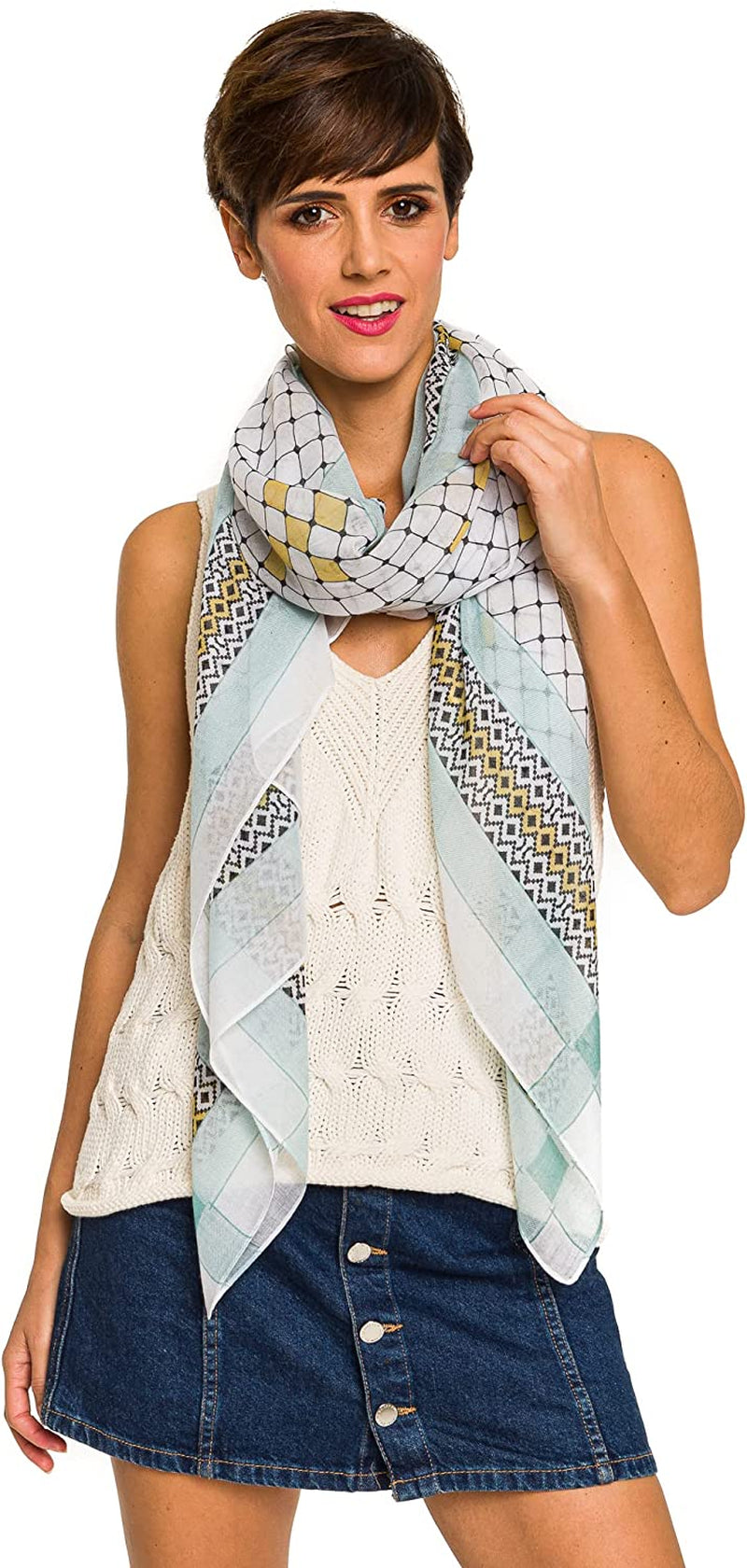 Scarf for Women Lightweight Geometric Fashion Spring Fall Winter Scarves Shawl Wraps Apparel & Accessories > Clothing Accessories > Scarves & Shawls MELIFLUOS DESIGNED IN SPAIN   