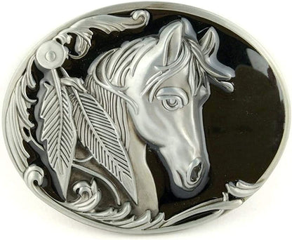 KDG Western Cowboy Belt Buckle for Belt Accessories Custom Buckle Apparel & Accessories > Clothing Accessories > Belt Buckles KDG Black Ground Horse  