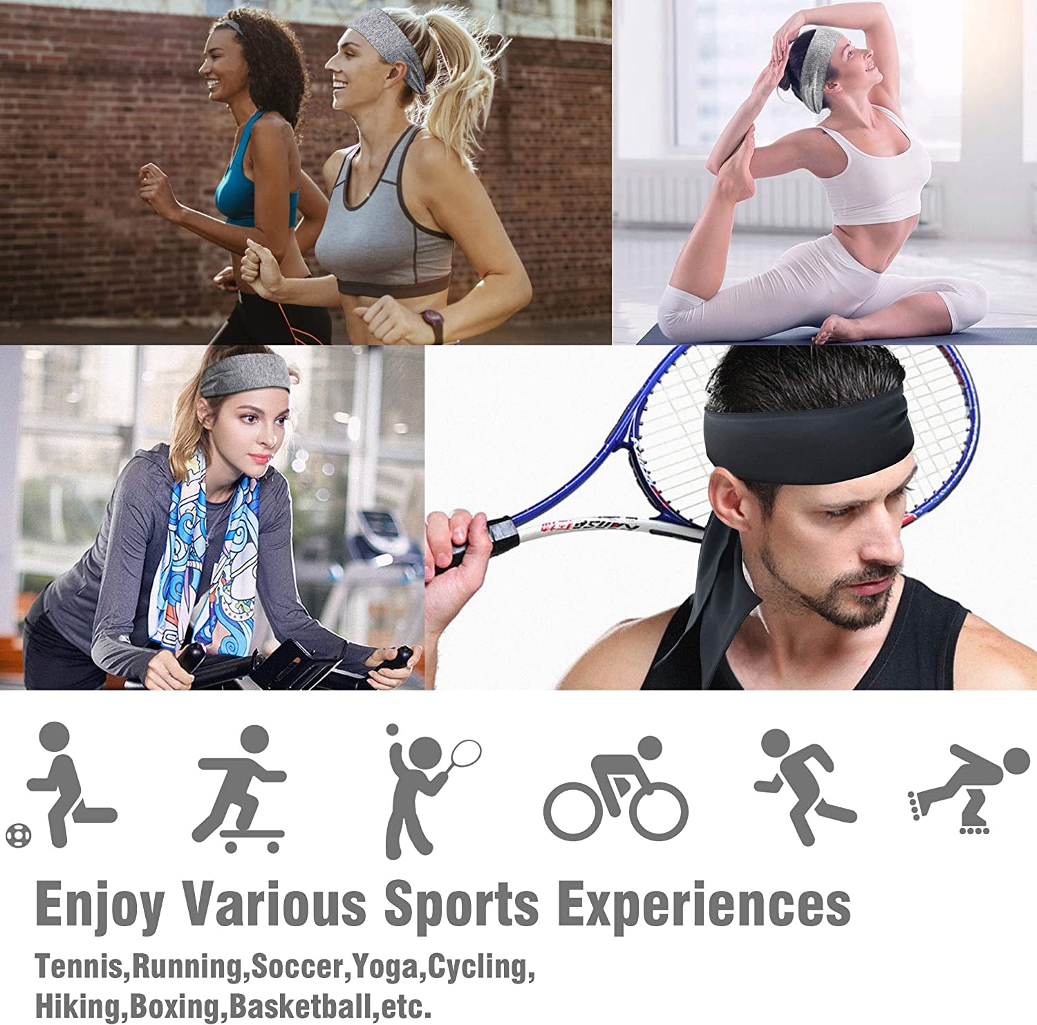 ELV Head Tie Sports Headband 3 Pack Dry Fit Sweatband for Running, Working Out, Crossfit, Yoga, Basketball,Tennis, Athletics and Pirates with Stretch, Moisture Wicking for Men Women Apparel & Accessories > Clothing Accessories > Bandanas & Headties E LV   