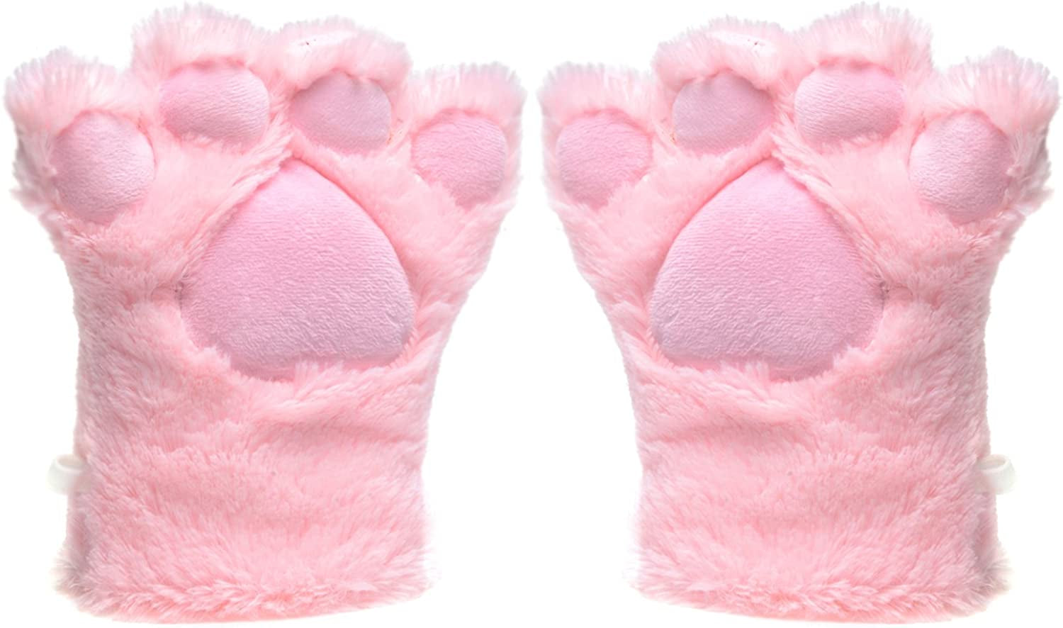 Odema Womens Winter Warm Gloves Cosplay Cat Paw All Cover Mittens for Girls Apparel & Accessories > Clothing Accessories > Gloves & Mittens Odema Pink  