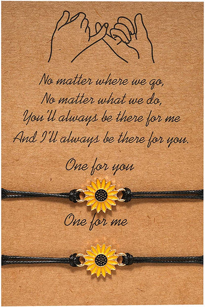Sunflower Bracelet Anklet Pinky Promise Friendship Adjustable Bracelet Anklet Sunflower Best Gifts for Best Friends Couple Family Apparel & Accessories > Jewelry > Anklets iDIMSON 2PCS-2  