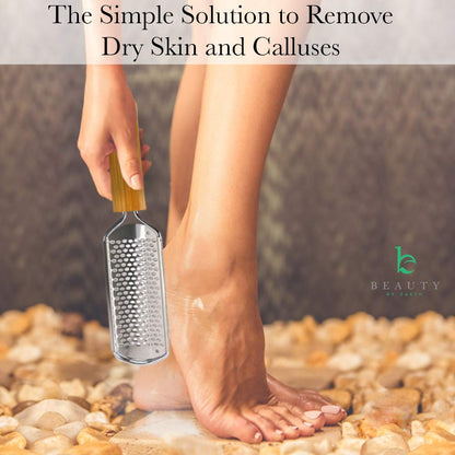Foot File - Callus Remover Tool for Dead Skin Removal, at Home Pedicure Tools, Foot Rasp Callus Remover Feet and Heels, Smooth Soft Feet Using a Grater & Scraper (Bamboo & Stainless Steel) (1 Pack) Health & Beauty > Personal Care > Foot Care Beauty by Earth   