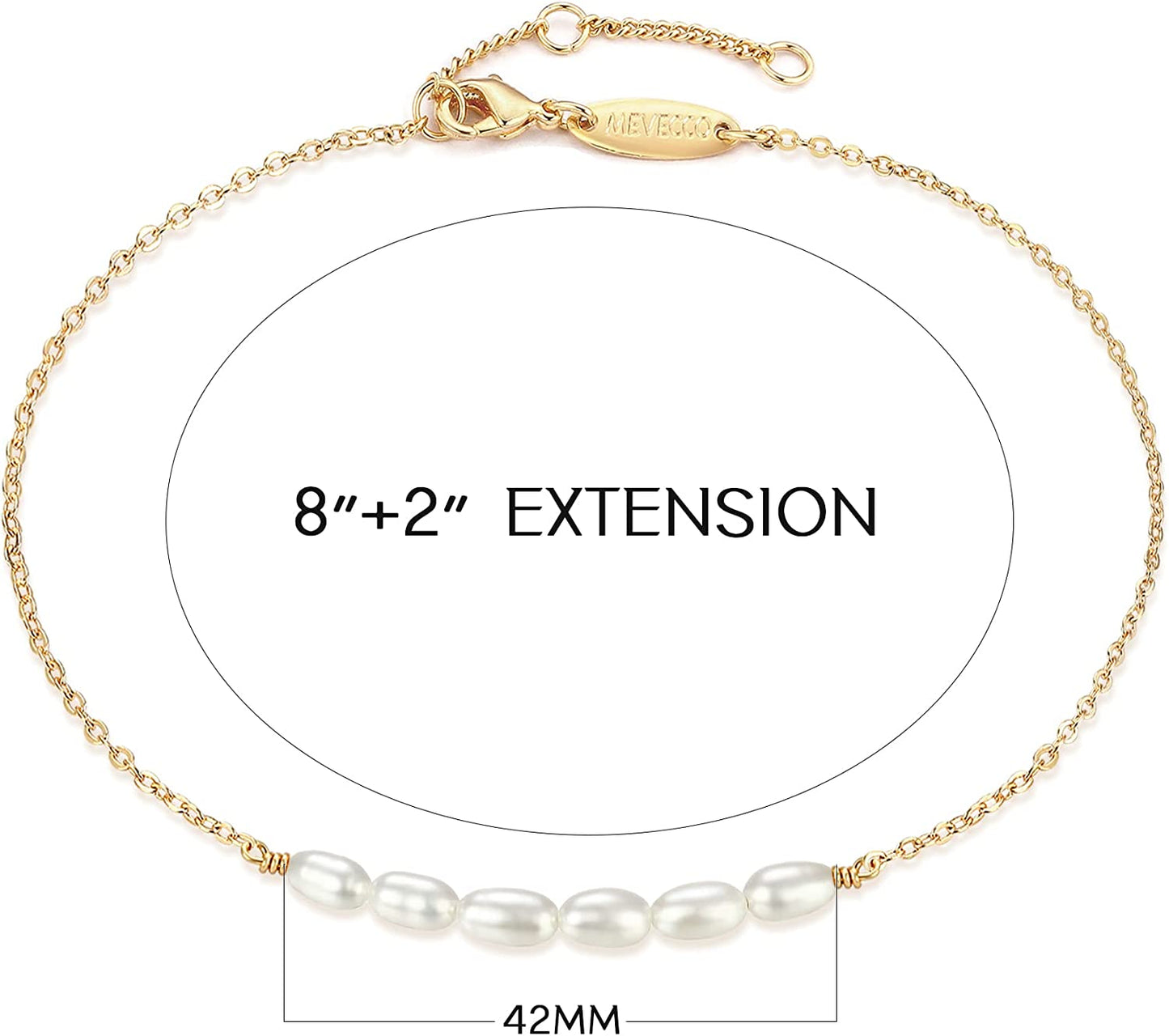Mevecco Pearl Anklet Handmade 18K Gold Plated Dainty Boho Beach Cute Ankle Bracelet Adjustable Wafer Layered Turquoises Dangle Coins Foot Chain for Women Apparel & Accessories > Jewelry > Anklets Mevecco   