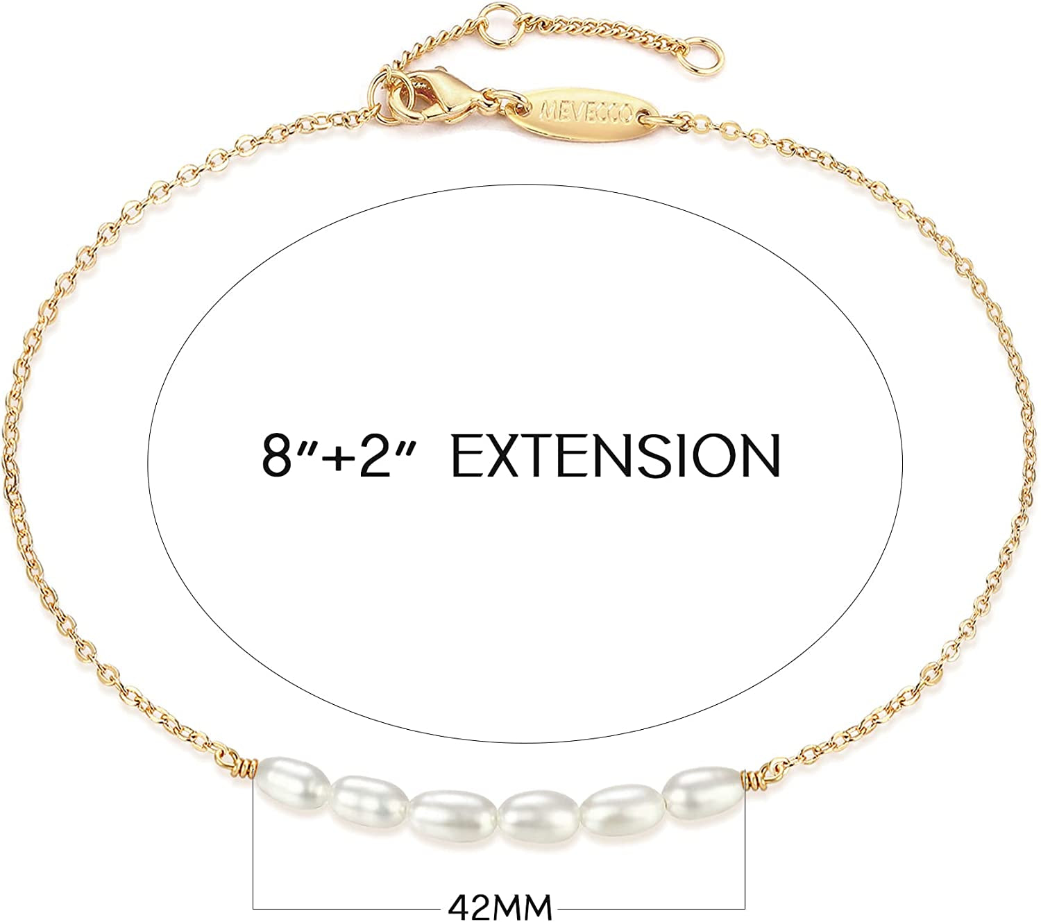 Mevecco Pearl Anklet Handmade 18K Gold Plated Dainty Boho Beach Cute Ankle Bracelet Adjustable Wafer Layered Turquoises Dangle Coins Foot Chain for Women Apparel & Accessories > Jewelry > Anklets Mevecco   