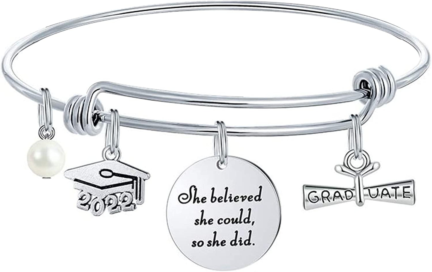 M MOOHAM Graduation Gifts for Her 2022, Senior Class of 2022 High School College Graduation Gifts for Women Girls Friend Daughter, Inspirational Graduation Bracelet Jewelry Apparel & Accessories > Jewelry > Bracelets M MOOHAM   